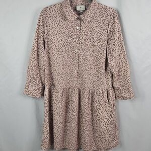 Tuckernuck Tan And Brown Hayes Leopard Print Baby Doll Dress Size Medium